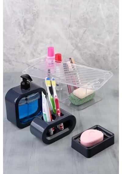 Ayrex Modern Tasarım 4 Parça Banyo Aksesuar Seti Modern Hafif Lüks Yıkama Kabı Banyo Aksesuarları Banyo Seti Losyo Diğer