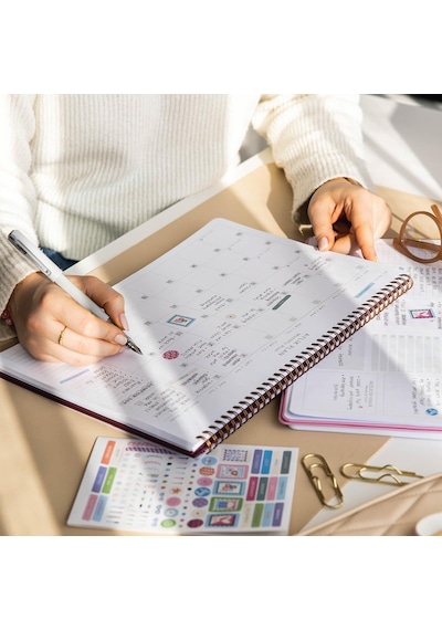 Süresiz Haftalık Spiralli Masaüstü Planlayıcı 24x34 Cm - Desk Planner Siyah Çok Renkli