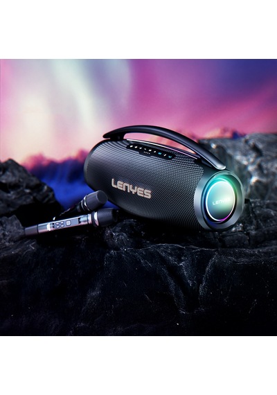 Lenyes Boost X Serisi Rgb Işıklı Çift Mikrofonlu Taşınabilir Bluetooth Hoparlör V5.3 600w Siyah