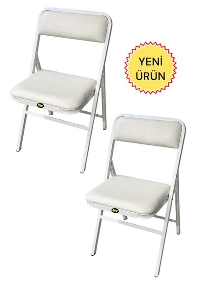Hey 2'li Katlanır Kamp Sandalyesi Piknik Sandalyesi Beyaz
