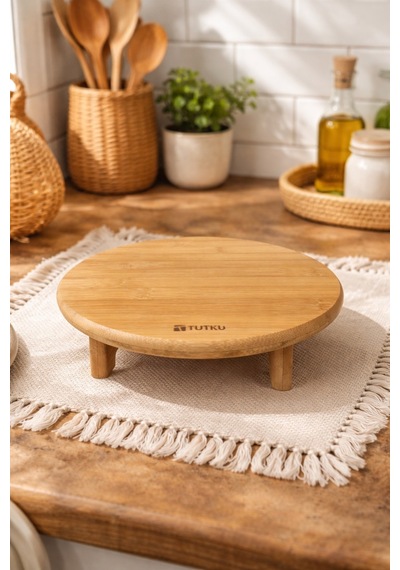 Ayaklı Bambu Sunumluk 24 24 6,5 Cm Bej - 834733007 Bej