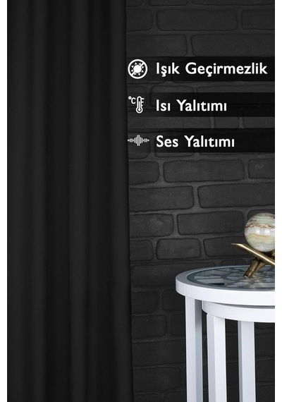 De'vor Perde Kadife Görünümlü Kalın Fon Perde Karartma Perde,siyah 300 X 270 Diğer