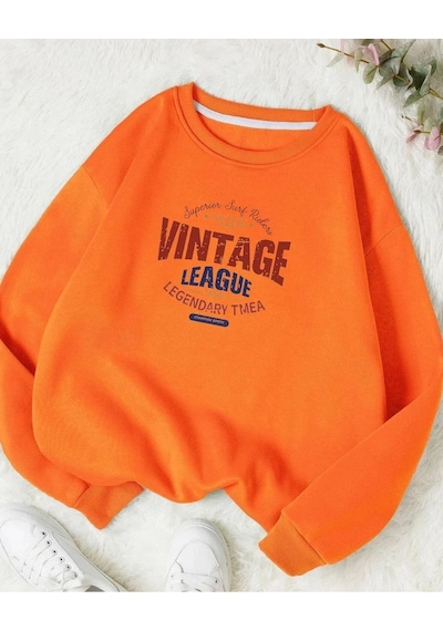 Startmore Vintage Bisiklet Yaka Sweatshırt 3-12 Yaş Arası Mevcuttur Turuncu