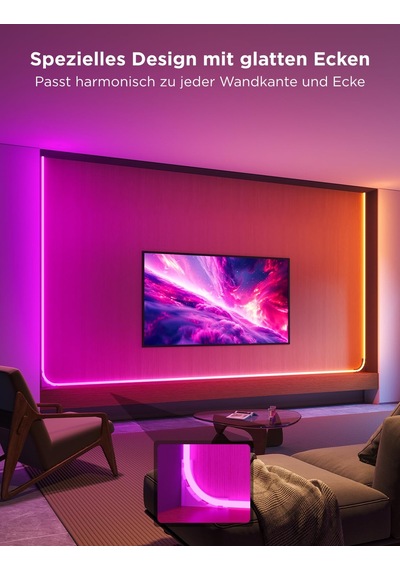 Süpürgelikler İçin Govee Neon Led Şerit, Duvar Hatları Ve Köşeler İçin 5m Rgbıc Led Şeritler, Oturma Odası, Koridor, Yatak Odası İçin Mat, Müzik Senkronizasyonu, Kesilebilir, Neon Işık Dekorasyonu İle Uyumlu Siyah