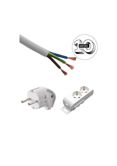 Acaroğlu - 10 Metre 3x2,5mm² Ttr Kablo İkili Uzatma Grup Priz 10