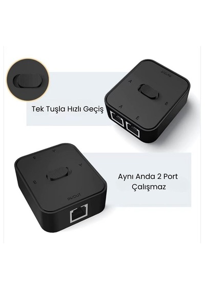 2 Port Rj45 Ethernet Switch Çevirici Çoklayıcı
