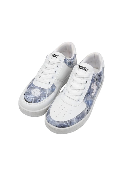 Kadın Vegan Deri Beyaz Sneakers - The Night İs Dark Tasarım Çok Renkli