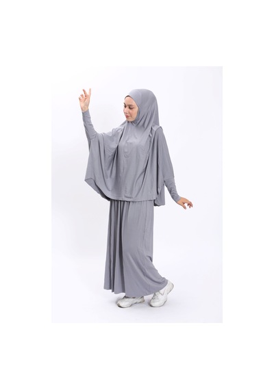 Zahranur Asya Model Namaz Elbisesi -gri Gri