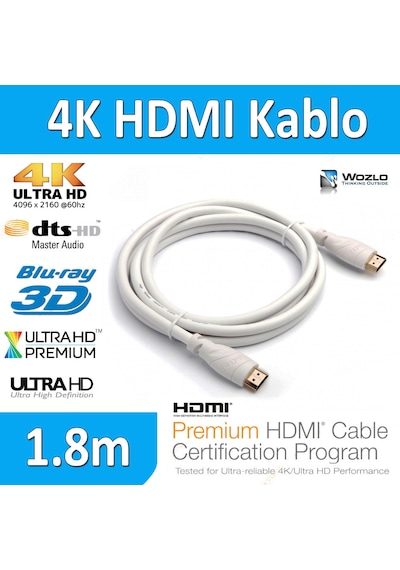 4K Hdmi Kablo 1.8M Metre Ultra Hd 4K 60Hz 2160P High Speed Kablo