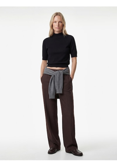Koton Beli Bağcıklı Bağlamalı Cepli Düz Geniş Paça Kumaş Pantolon Bordo 6wak40188pw Bordo