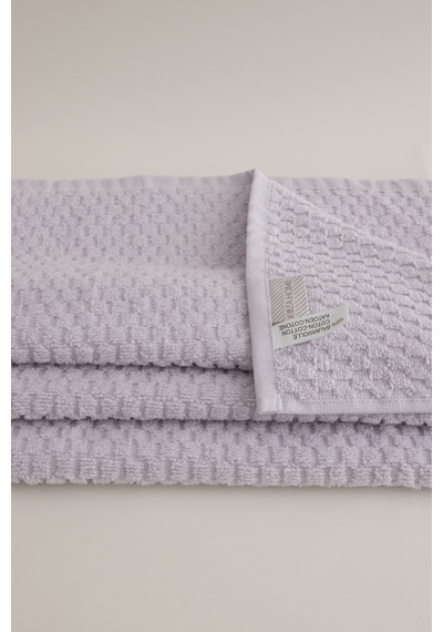 Ivory Lila Kabartma Dokulu Mikro Fiber %100 Pamuk 2li El Yüz Havl Lila