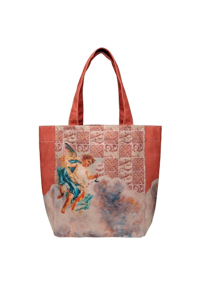 Dogo Kadın Vegan Krem Large Tote Bag - Angel's Dream Tasarım Multicolor