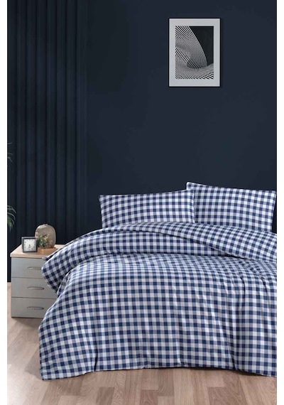 Menderes Home Cotton Collection Flanel R Çift Kişilik Nevresim Takımı Mongar Lacivert