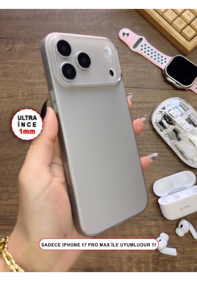 Apple iPhone 17 Pro Max Uyumlu Süper İnce Mat Ultra Thin Silikon Kılıf Gri