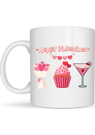 Happy Valentines Kupa Model 6 Sevgililer Günü Özel Tasarım Porselen Kupa Diğer