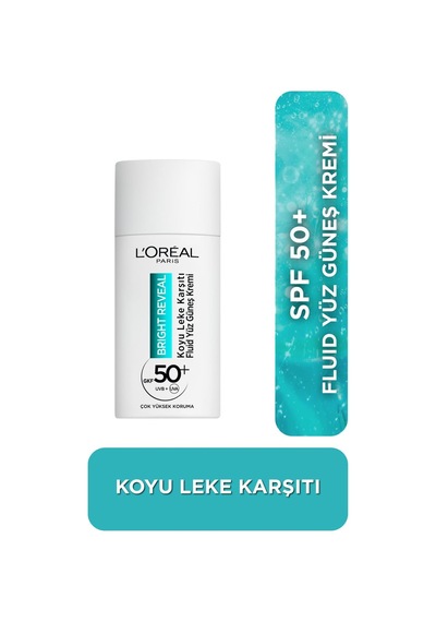 Ayrex L'oreal Parıs Bright Reveal Spf50, Koyu Leke Karşıtı Fluid Günlük Yüz Güneş Kremi 50ml
