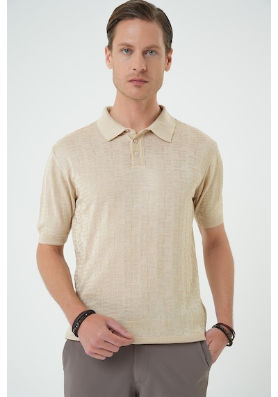 Efor Comfort Fit Polo Yaka Pamuklu Kısa Kol Casual Bej Triko Tişört Tr 880 Bej