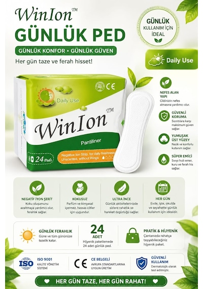 Winion Winalite Pantiliner Günlük Ped Yeşil 24'lü