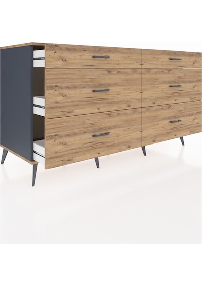 Kronos Konsol 6 Çekmeceli 176x59x99 Antrasit-çam Antrasit-çam