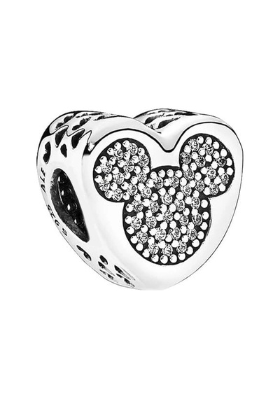 Nur Silver Kalp Mickey Mouse Detaylı Gümüş Charm Nur-bl00050