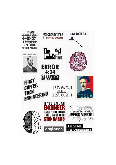Mühendis - Engineer Tasarımlı 15 ' Li Sticker Seti 1