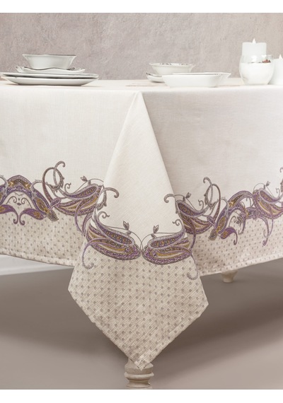Cotton Box Pano Baskılı Masa Örtüsü Nels Bej 170x230