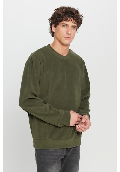 AC&Co / Altınyıldız Classics Erkek Hakı Standart Fit Normal Kesim Bisiklet Yaka Sweatshirt Polar Haki