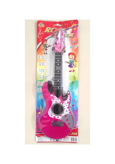 4 Telli Pembe Elektro Oyuncak Gitar Müzik Arkadaşım Çocuk Gitarı 50 Cm.