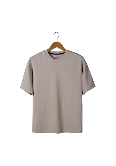 Taş Oversize Bisiklet Yaka T-shirt Taş