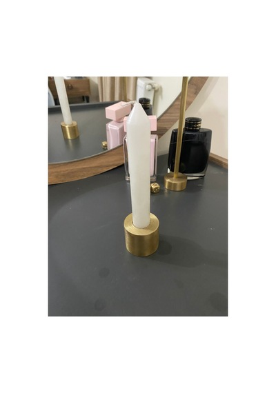 El Yapımı Pirinç Mumluk Zarif Ve Şık Dekor Gold