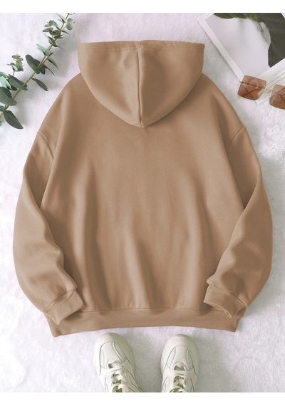 Startmore Kahverengi Unisex Erkek/kadın Bb Renkli Özel Baskılı Oversize Kapüşonlu