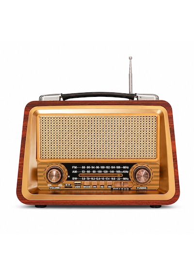Ultratekno R-2066bt Şarjlı Nostaljik Radyo Bluetooth Usb Tf Kart Type-c Fm Am Sw 3 Bant Retro Radyo