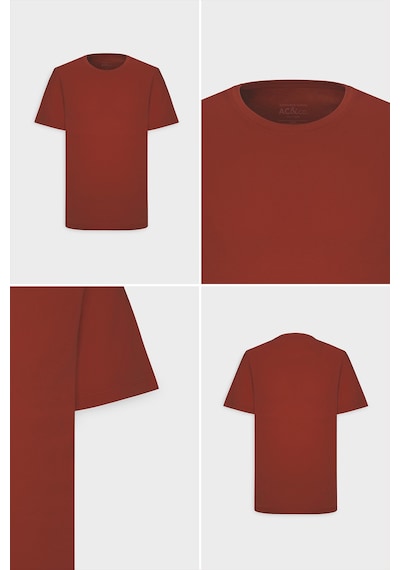 AC&Co / Altınyıldız Classics 4A4800000001BRDXS Slim Fit Bisiklet Yaka Kısa Kol Pamuklu Erkek Tişört Bordo