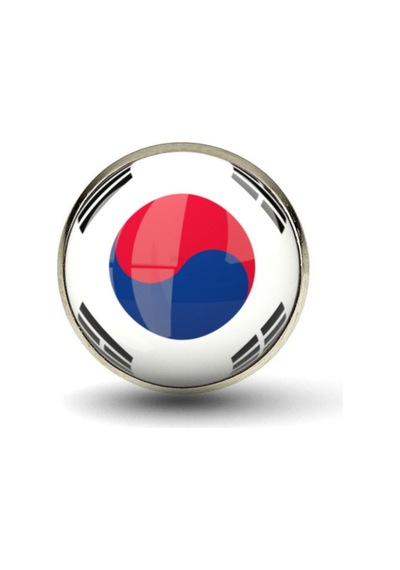 Güney Kore South Korea Bayrak Rozeti - Paslanmaz Çelik Yuvarlak Yaka Rozeti Çok Renkli