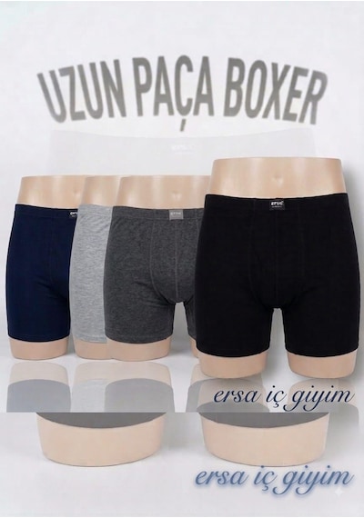 Ersa Erkek Uzun Paçalı Full Likralı Kapalı Bel Boxer 6 Adet 124 Antrasit