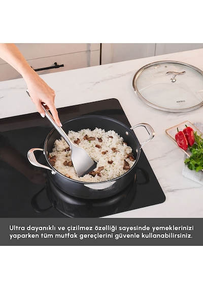 Karaca Plasma Steel 316+ 3Ply Yanmaz Yapışmaz Çelik Karnıyarık Tencere 28 cm