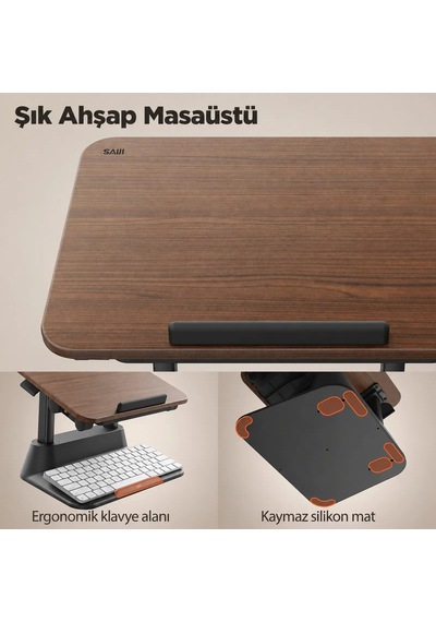 Bix Saiji D8 Ergonomik Laptop Standı Ahşap Yüzey Fare Platformlu Yükseklik Ayarlı Katlanabilir 11-17 İnç Dizüstü Bilgisayar Standı