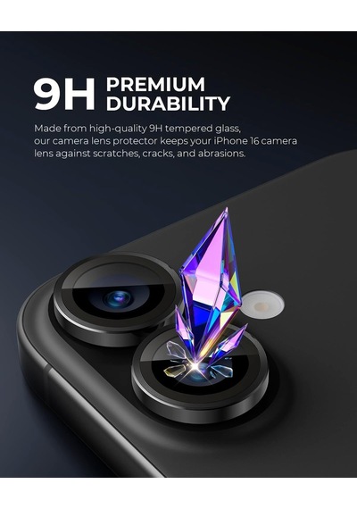 Apple Uyumlu iPhone 16 Ve Apple Uyumlu iPhone 16 Plus Uyumlu Kamera Camı Lens Koruyucu Halka Set - Siyah Titanyum Diğer