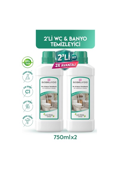 Doğal Formüllü Wc Banyo Temizleyici 750 Ml 2'li Set