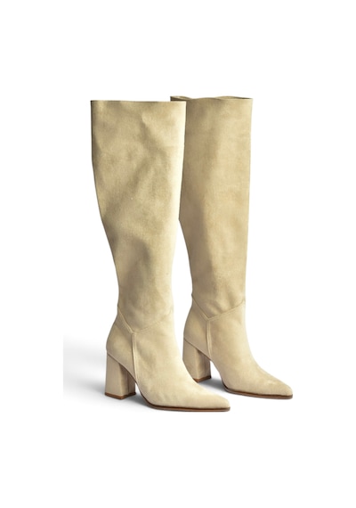 Fox Shoes Z752123202 Ten Süet Kalın Topuklu Kadın Çizme