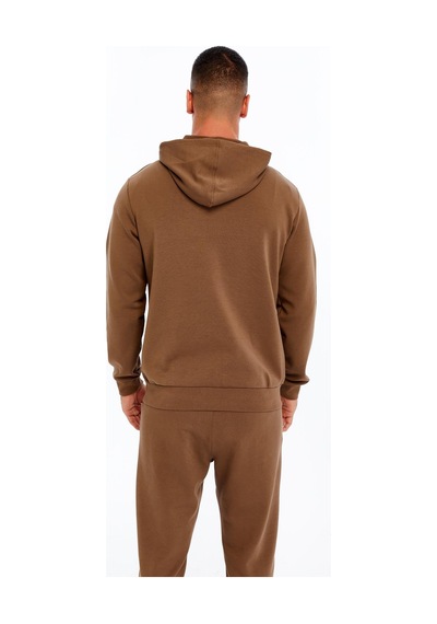 AR-MA Arma Erkek Slim Fit Interlok Kapüşonlu Sweatshirt Yandan Gizli Fermuarlı Cepli K30324989702 Kahverengi - Krem