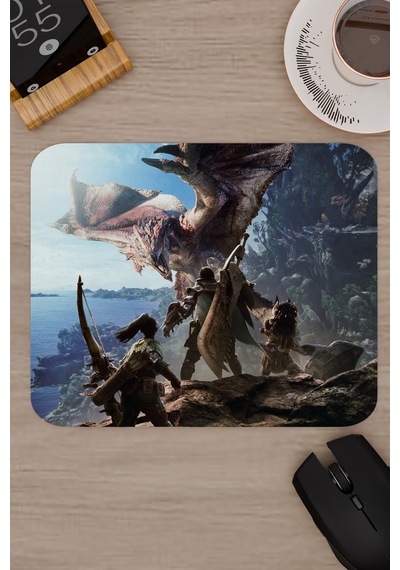 Monster Hunter: World Kaymaz Dikişli Kauçuk Oyuncu Mousepad V1 - 22x18 Gaming Mouse Pad Fare Altlığı