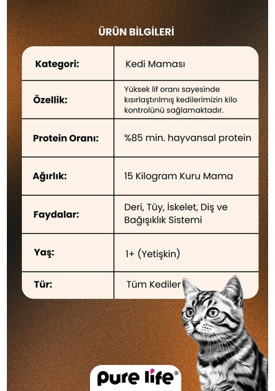 Purelife Yetişkin Balık Etli Kedi Maması 15 KG