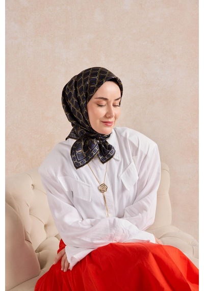Silk Home Twill İpek Eşarp Zincir Koyu Lacivert Çok Renkli