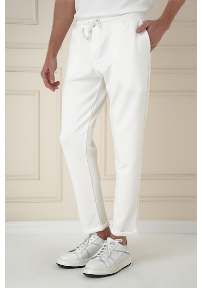 Efor Atp 033 Slim Fit Beyaz Spor Pantolon Beyaz