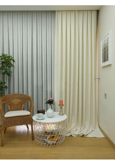 Evdepo Home Ekru Düz Renk Keten Fon Perde, Pilesiz Düz Dikim, Tek Kanat 60 X 270 Cm Çok Renkli