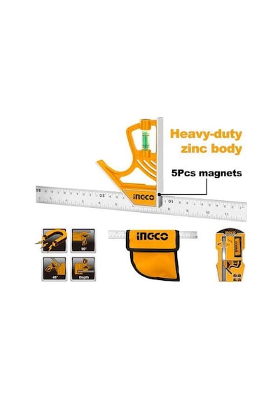 Ingco HSR530255 Manyetik Kilit Kombinasyonlu Çelik Cetvel
