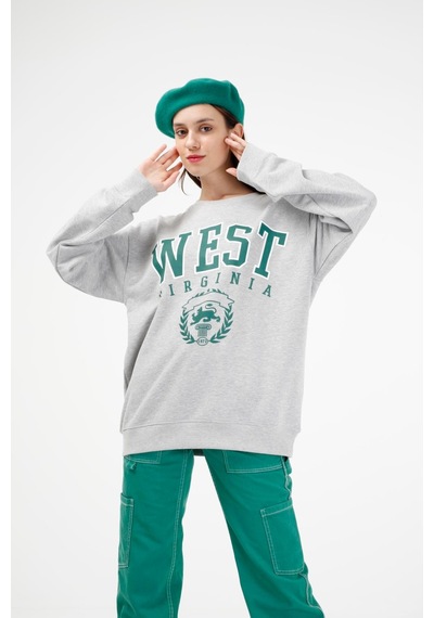 Brz Collection Unisex Oversize West Virginia Sweatshirt Gri