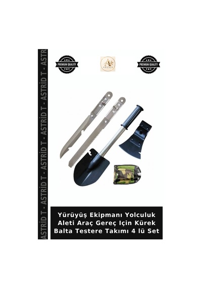 Yürüyüş Ekipmanı Yolculuk Aleti Araç Gereç Için Kürek Balta Testere Takımı 4 Lü Set Çok Renkli