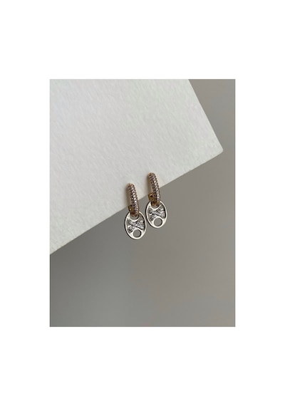 Çelik Gold & Silver Taşlı Mers Model Kisses Küpe -kararma Yapmaz- Altın